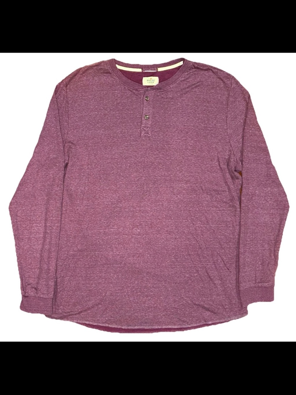 Marine Layer Long Sleeve Shirt Men’s XXL Purple Solid Henley Button Beach